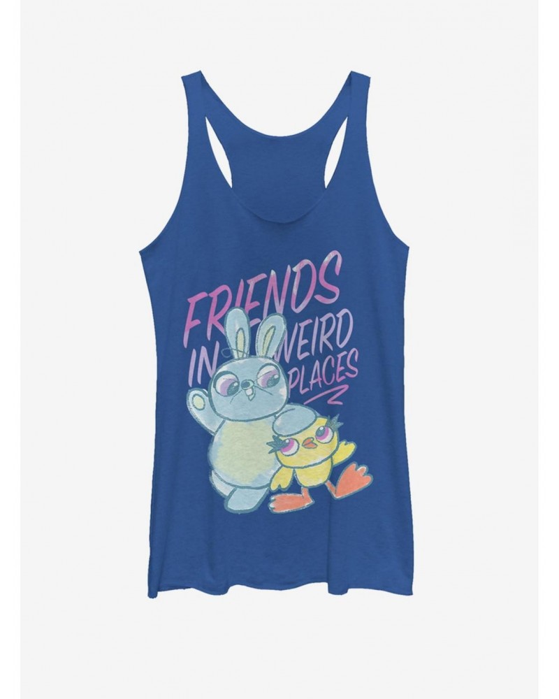 Disney Pixar Toy Story 4 Friends Sketch Girls Heathered Royal Blue Tank Top $10.15 Tops