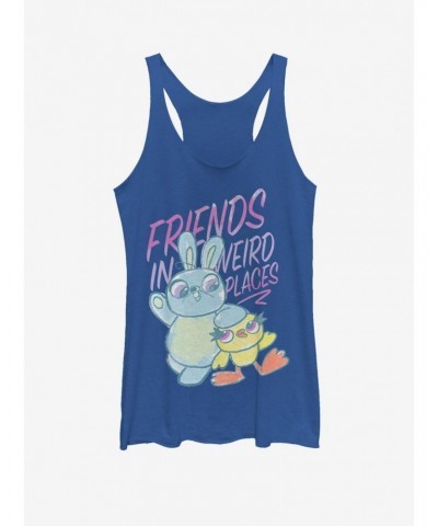 Disney Pixar Toy Story 4 Friends Sketch Girls Heathered Royal Blue Tank Top $10.15 Tops