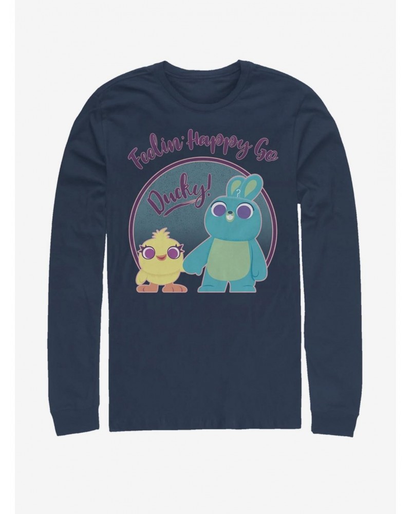 Disney Pixar Toy Story 4 Ducky Bunny Pastel Navy Blue Long-Sleeve T-Shirt $8.16 T-Shirts