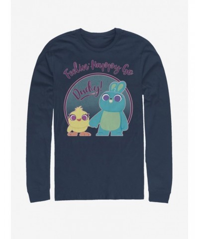 Disney Pixar Toy Story 4 Ducky Bunny Pastel Navy Blue Long-Sleeve T-Shirt $8.16 T-Shirts