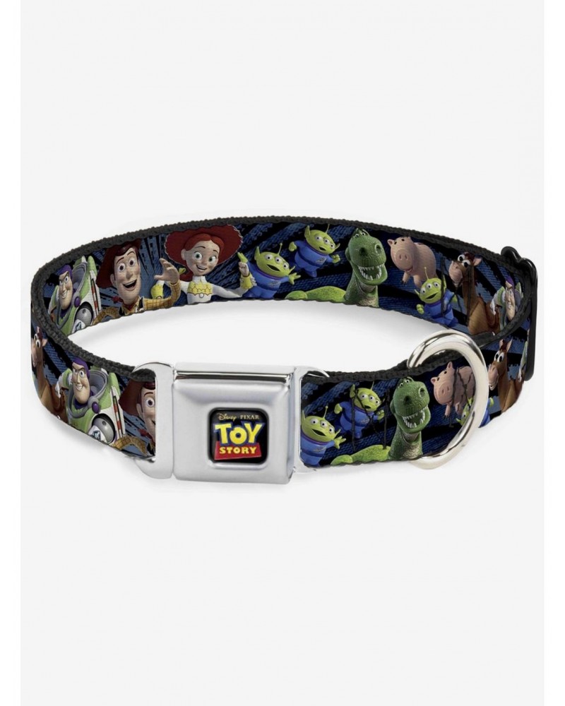 Disney Pixar Toy Story Characters Running 2 Denim Rays Seatbelt Buckle Dog Collar $10.71 Pet Collars