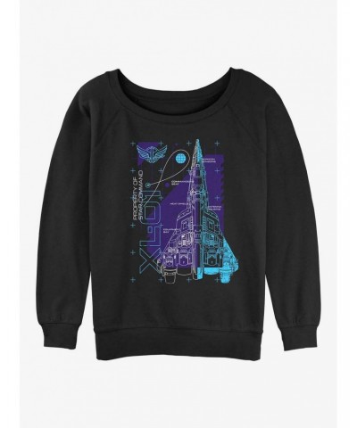 Disney Pixar Lightyear XL-01 Spaceship Schematic Girls Slouchy Sweatshirt $14.76 Sweatshirts