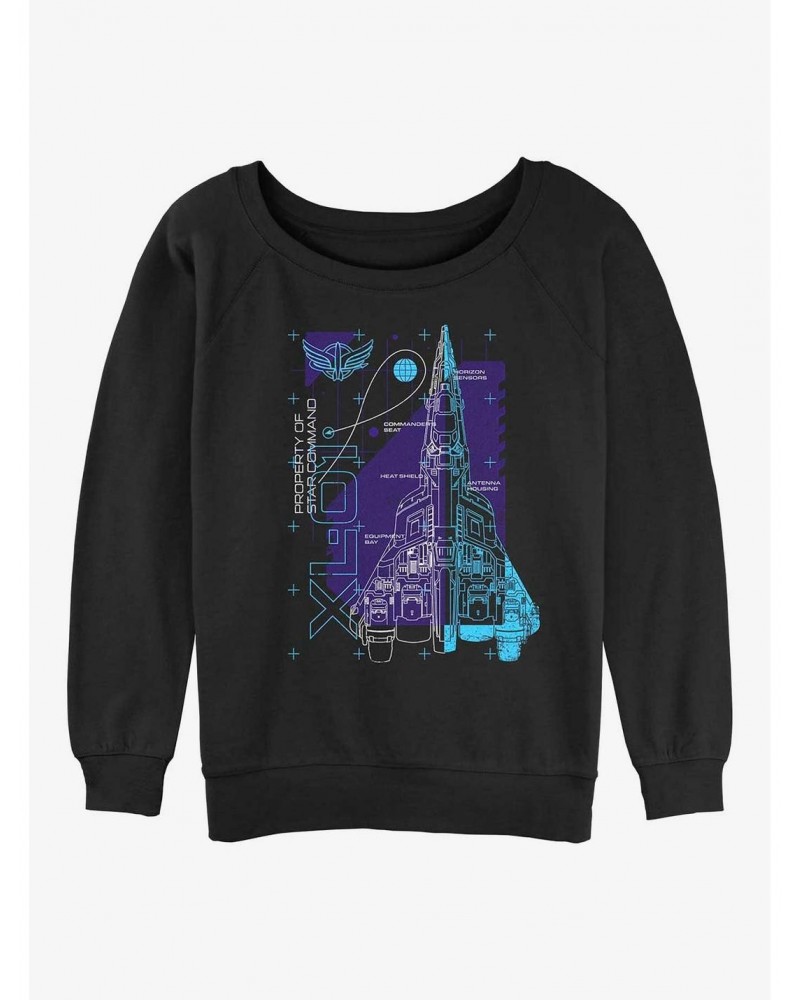 Disney Pixar Lightyear XL-01 Spaceship Schematic Girls Slouchy Sweatshirt $14.76 Sweatshirts