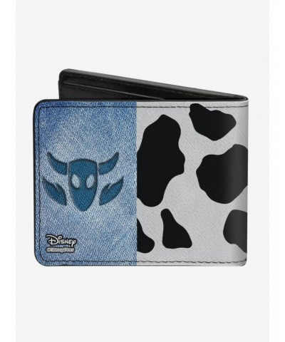 Disney Pixar Toy Story Woody Denim Cowboy Bull Icon Cow Print Bifold Wallet $7.94 Wallets