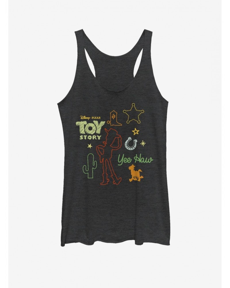 Disney Pixar Toy Story 4 Folk Story Girls Black Heathered Tank Top $7.87 Tops