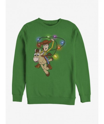 Disney Toy Story Woody Christmas Light Lasso Crew Sweatshirt $8.86 Sweatshirts