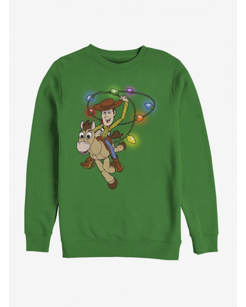 Disney Toy Story Woody Christmas Light Lasso Crew Sweatshirt $8.86 Sweatshirts