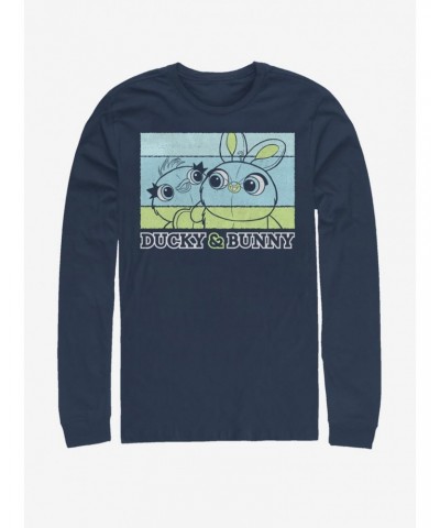 Disney Pixar Toy Story 4 Ducky And Bunny Navy Blue Long-Sleeve T-Shirt $12.37 T-Shirts