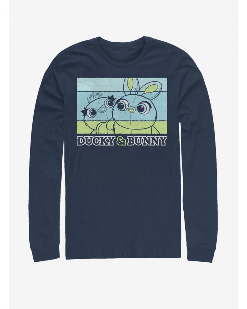 Disney Pixar Toy Story 4 Ducky And Bunny Navy Blue Long-Sleeve T-Shirt $12.37 T-Shirts