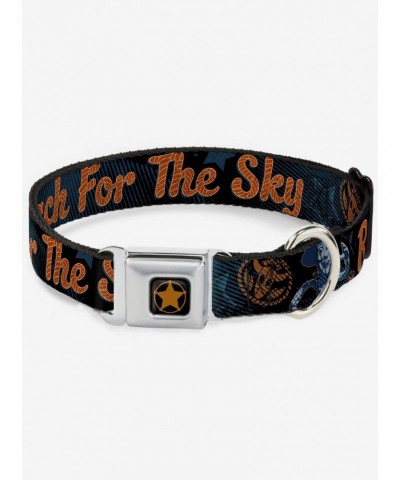 Disney Pixar Toy Story Woody Reach For The Sky Denim Seatbelt Buckle Dog Collar $9.46 Pet Collars