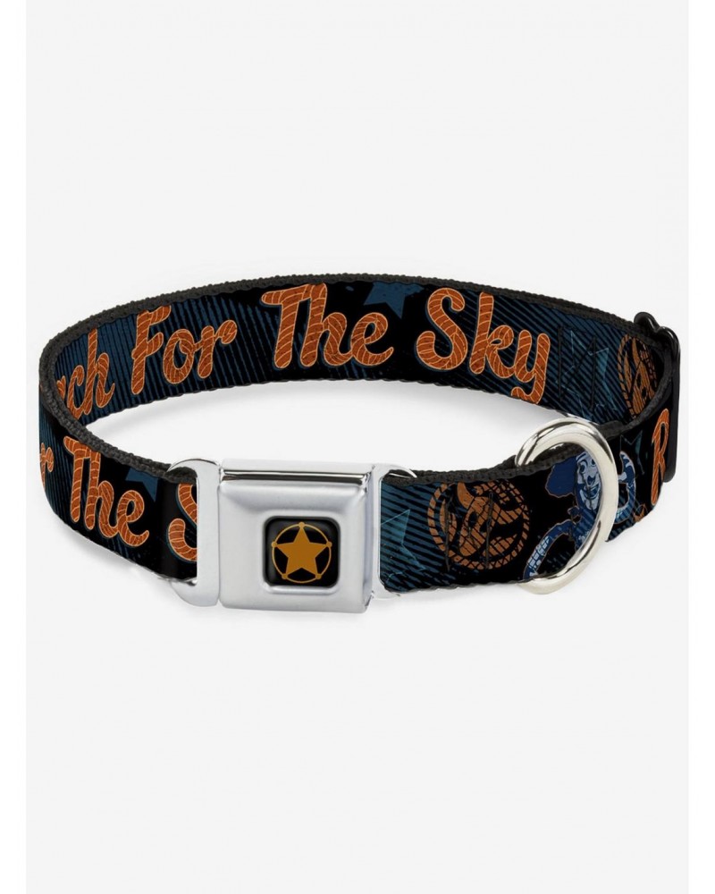 Disney Pixar Toy Story Woody Reach For The Sky Denim Seatbelt Buckle Dog Collar $9.46 Pet Collars