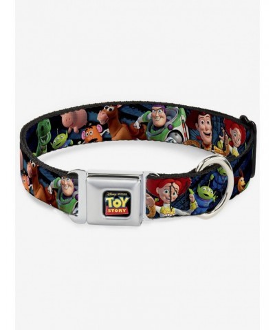 Disney Pixar Toy Story Characters Running Denim Rays Seatbelt Buckle Dog Collar $11.21 Pet Collars