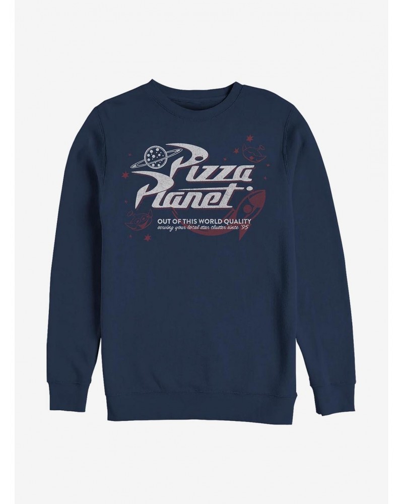 Disney Pixar Toy Story Retro Pizza Planet Crew Sweatshirt $10.63 Sweatshirts