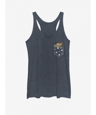 Disney Pixar Toy Story Buzz and Woody Flying Faux Pocket Girls Tank $6.84 Tanks