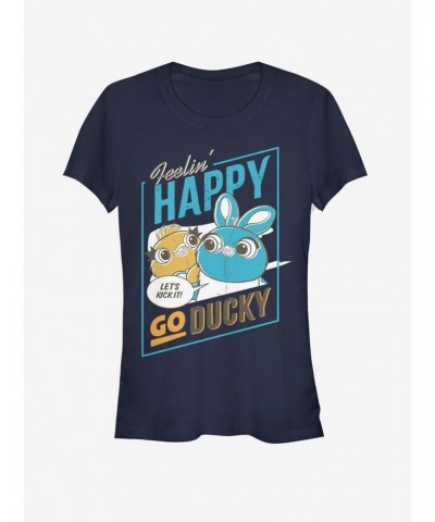 Disney Pixar Toy Story 4 Happy Go Ducky Girls Navy Blue T-Shirt $7.93 T-Shirts