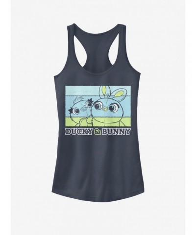 Disney Pixar Toy Story 4 Ducky And Bunny Girls Indigo Tank Top $8.96 Tops