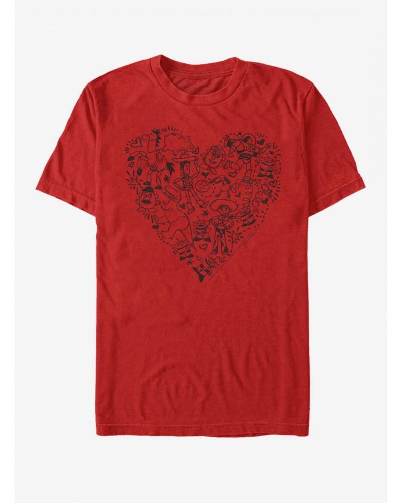 Disney Pixar Toy Story Group Doodle Heart T-Shirt $7.77 T-Shirts